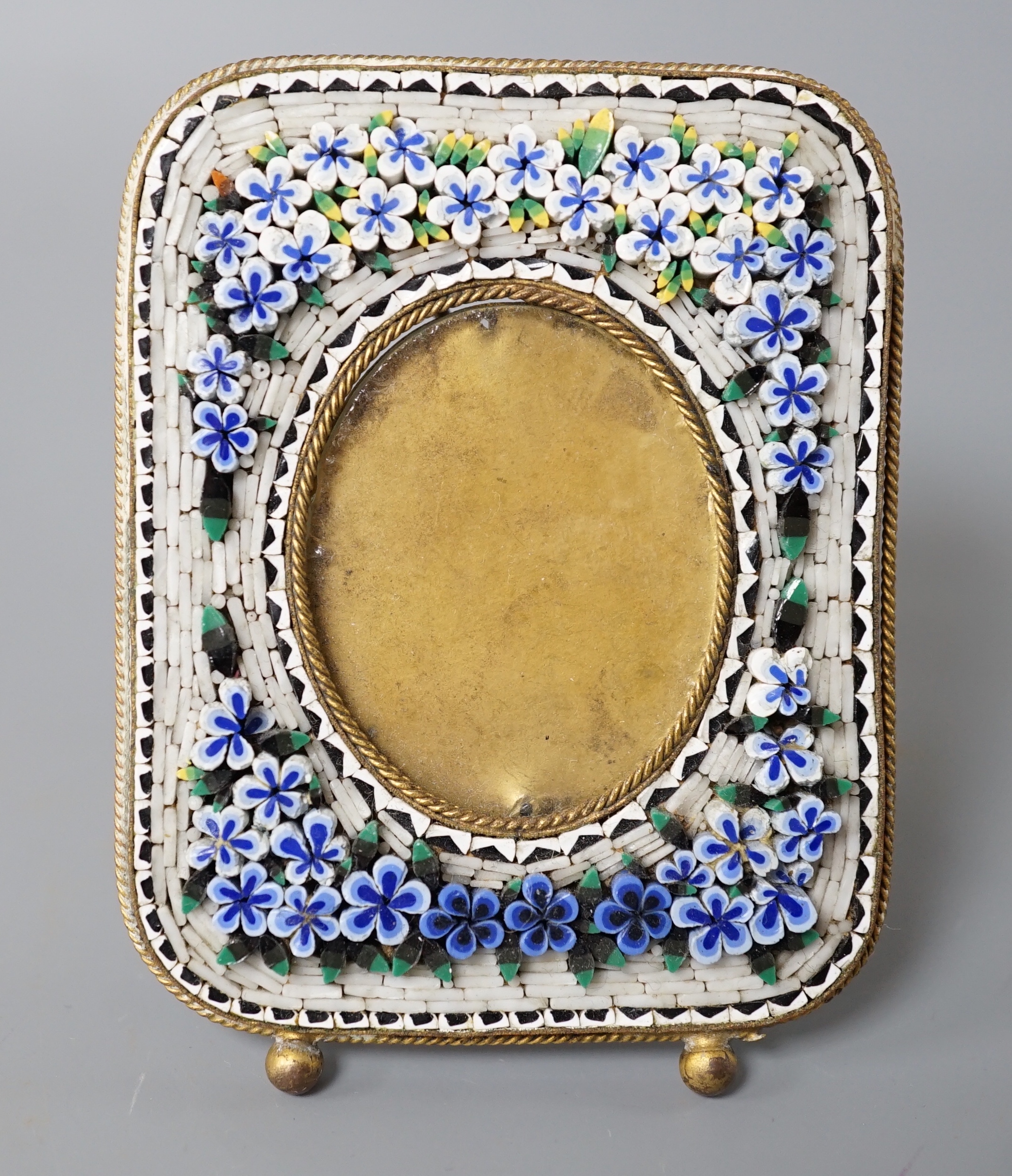 A 19th century Italian micromosaic easel photo frame - 9cm high